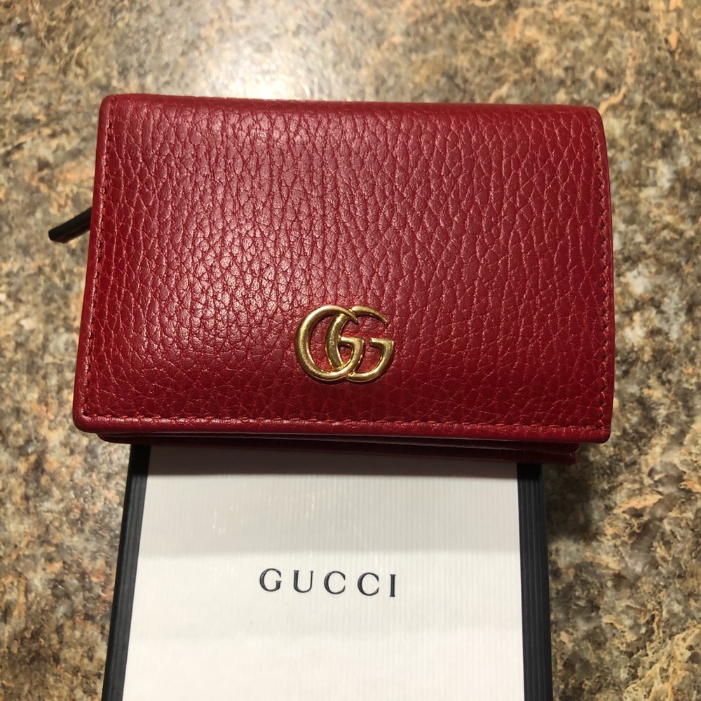 Genuine Gucci Red Leather Small Wallet